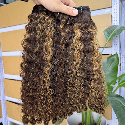 Burmese curly Bundle Virgin Human Hair 4-27 High light Color