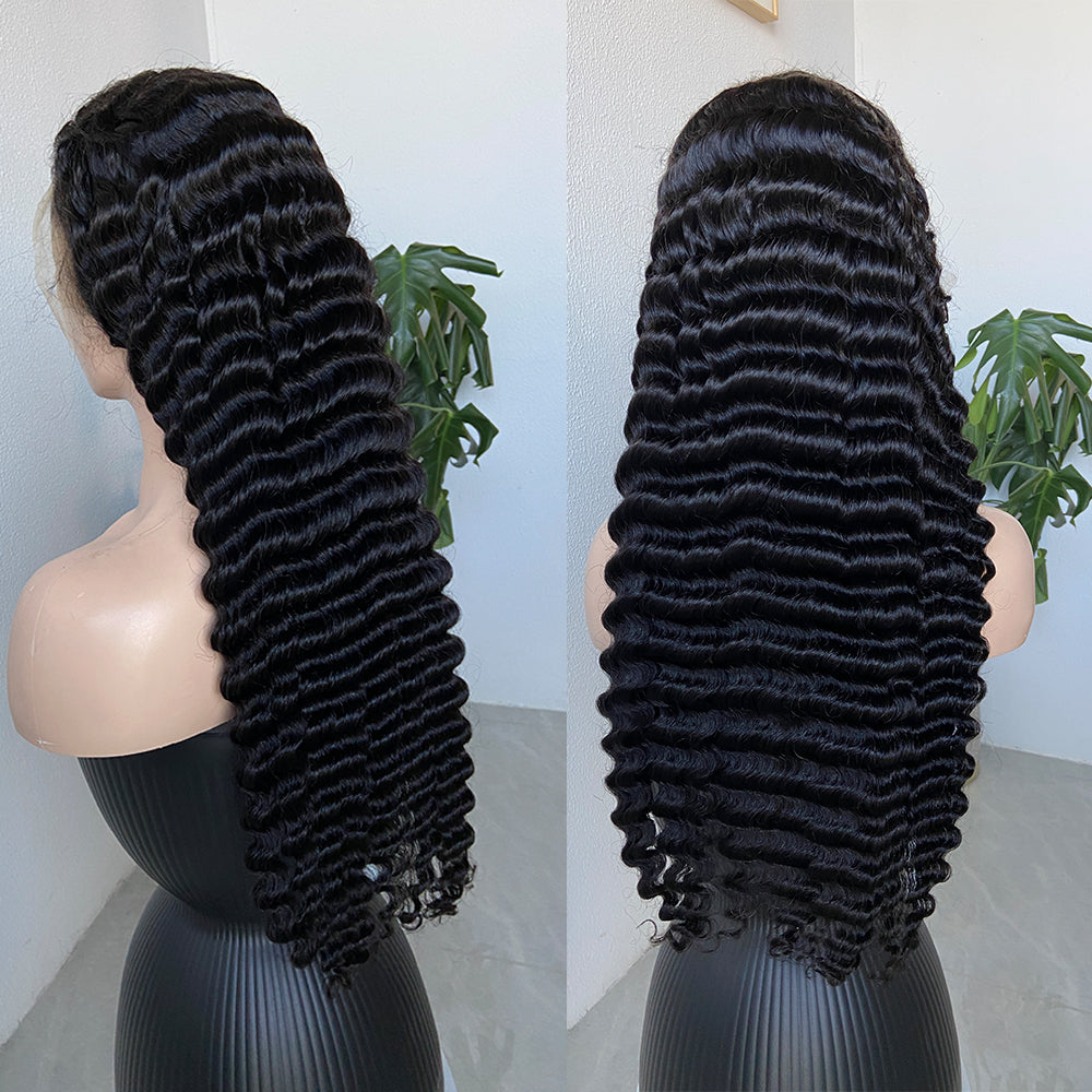Deep Wave 13x4 Transparent/HD Lace Full Frontal Natural Color Wig