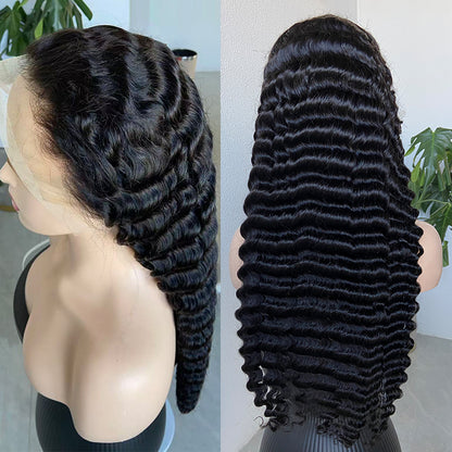 Deep Wave 13x4 Transparent/HD Lace Full Frontal Natural Color Wig